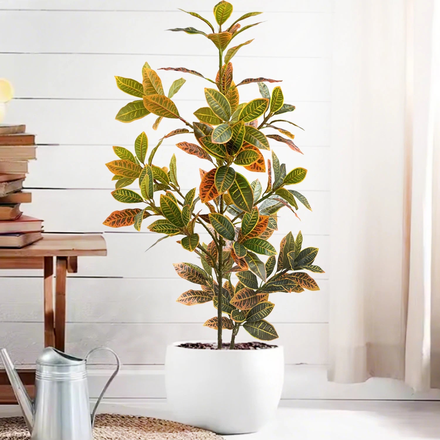 Planta Artificial Realista Cróton Para Decoração Sala