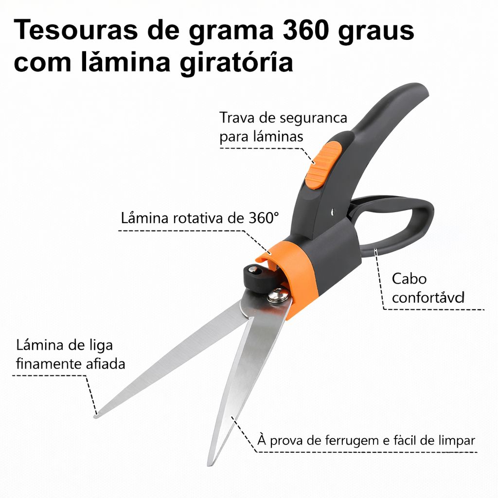 Tesoura para flores ramos e grama